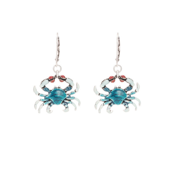 style crab design drop alloy enamel earrings for women 2019 new fashion jewelry gift haif