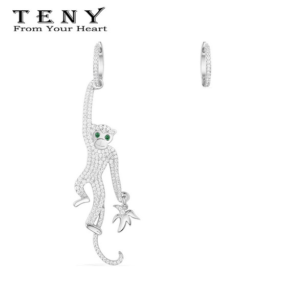 TENY 100% Sterling Silver S925 High Quality OriginalHave Logo Apm Asymmetric Monkey Earrings Women Jewelry Free Mail