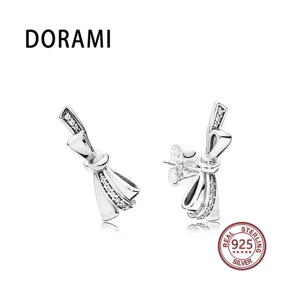 DORAMI 2018 Latest Big BOW earring PANDORS Geniune 100% S925 Pure Silver Original Copy Has Logo Women Jewelry Classic