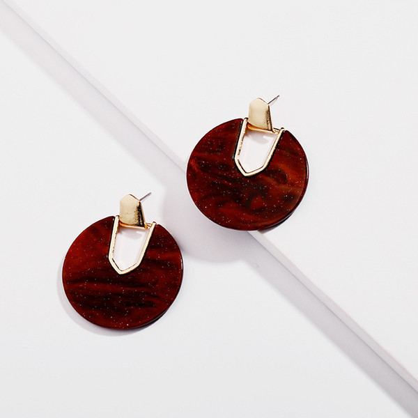 Colorful Resin Acrylic Round Circle Dangle Earrings for Women Unique Design U Shape Statement Earrings Wedding Brincos Jewelry