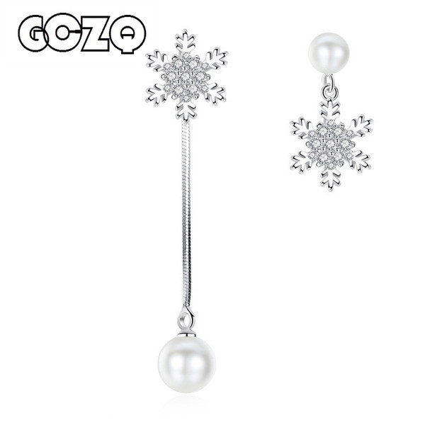 GCZQ 925 Sterling Silver snowflake Drop Earrings Luxury Zircon Earrings For Women Christmas gifts