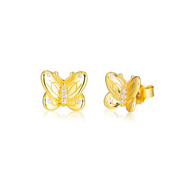 Pandulaso Shine Decorative Butterflies Earrings 925 Sterling Silver Jewelry Anniversary Gift Spring Earring for Women Make Up