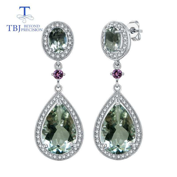 TBJ,Natural big size prasiolite earrings green amethyst Earring 925 Sterling Silver Fashion Fine Jewelry For woman Wedding gift