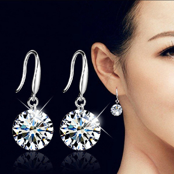 Fashion 925 Sterling Silver Women Crystal Rhinestone Ear Stud Earrings AAA Zircon Earring Chandelier Ear Ring Jewelry Accessories WCW105