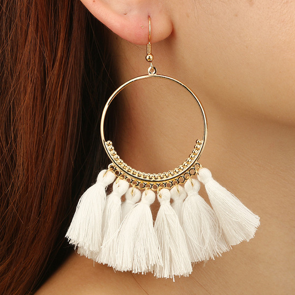 New tassel earrings 2018 for women ethnic group big drop earrings Bohemian fashion jewelry trend cotton rope long earrings