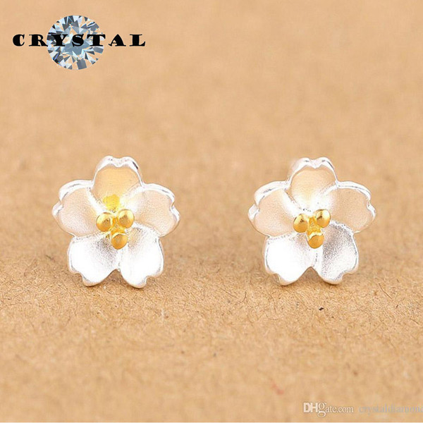 New Simple Women s Dexterous Extravagant Cherry Blossom Earrings Artifical Diamond Fashion Classical Small Jewelrys Party Gift