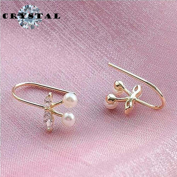 New Simple Women Silver Spring Cherry Earrings Silver Zircon Temperament Pearl Qthers Fashion Small Jewelrys Party Gift