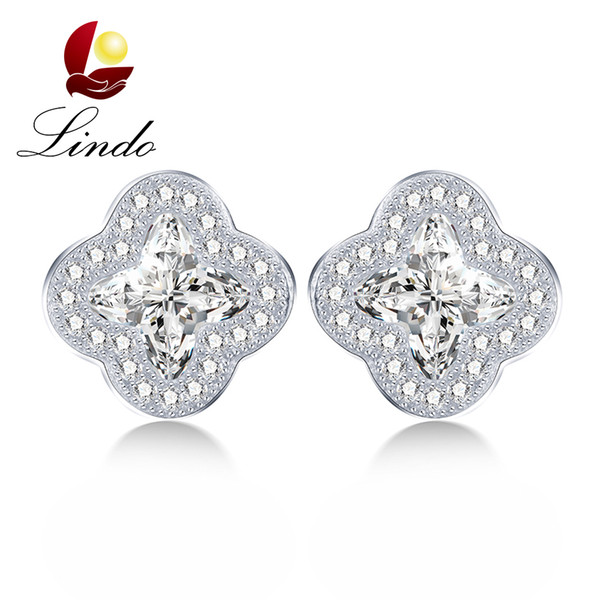 Trendy AAA Shiny Crystal Stud Earrings Gift For Women Elegant 925 Sterling Silver Jewelry for Party Wedding