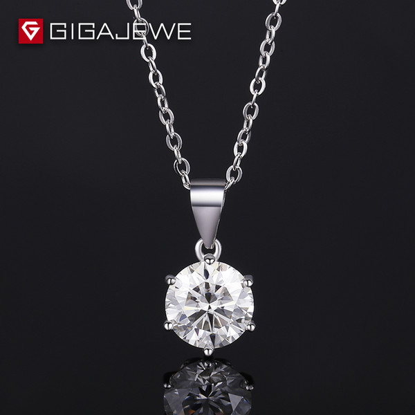 2.0CT EF white color Round Cut Moissanite Rose Gold Pendant With Charm Chain 14KT/18KT Yellow/White Gold NecklaceFree Shipping