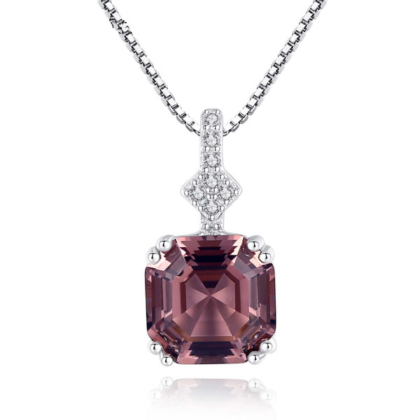 High-end Fashion Morgan Pink Stone Necklace Pendant Include Adjustable Box Chain Three-layer Polishing Process Lasting Brightness