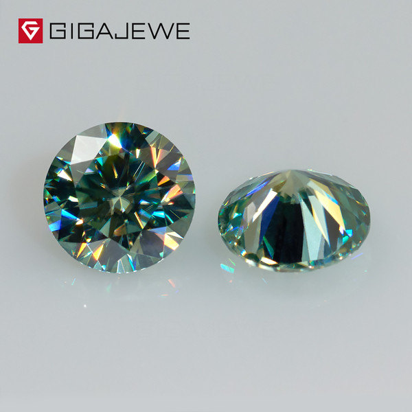 GIGAJEWE High Quality Green Color Round Brilliant Loose Moissanite Gem Stones Synthetic Bead Jewelry For Women Gift