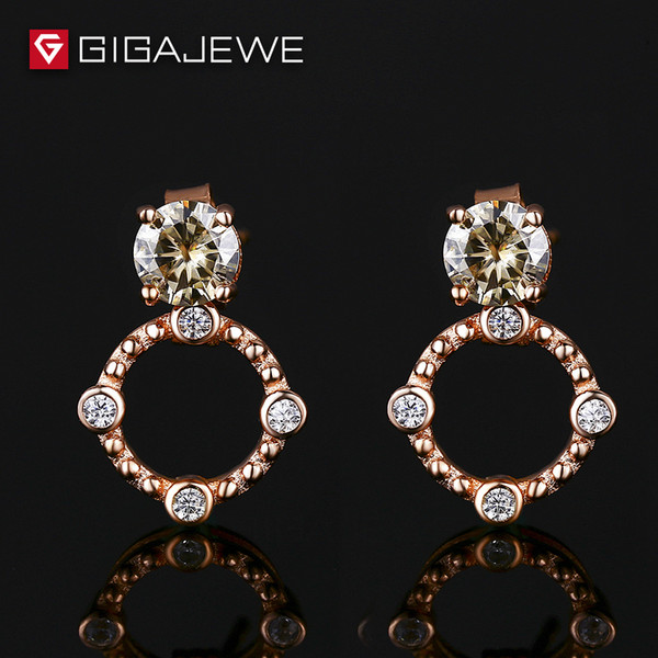 GIGAJEWE Yellow Color Total 0.7CTW Lab Grown Gem 4-Prong Forever Certified Moissanite Loose Gem stone Earrings Romantic Jewelry