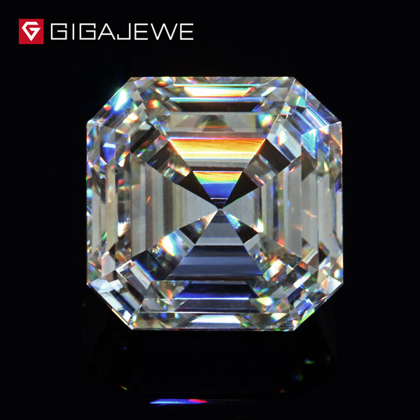 GIGAJEWE Excellent Asscher Cut Moissanite Loose Gem Stone GH Color Big Size 4.6ct 9.5mm For Wedding Ring