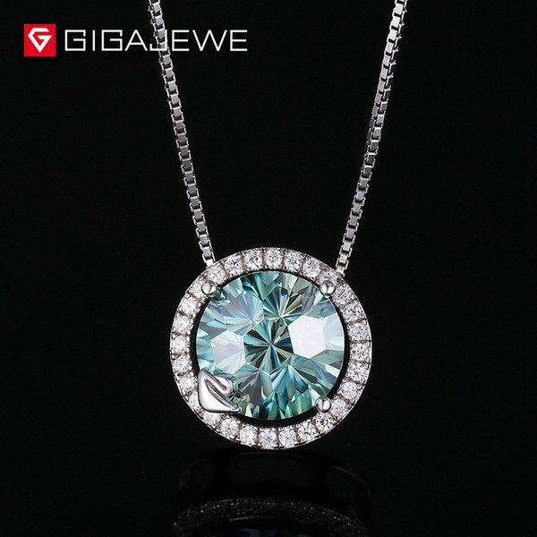 6Ct Blue New Cut Moissanite Stone Swan of the Sea Necklace With 925 Silver Chain Free Shipping