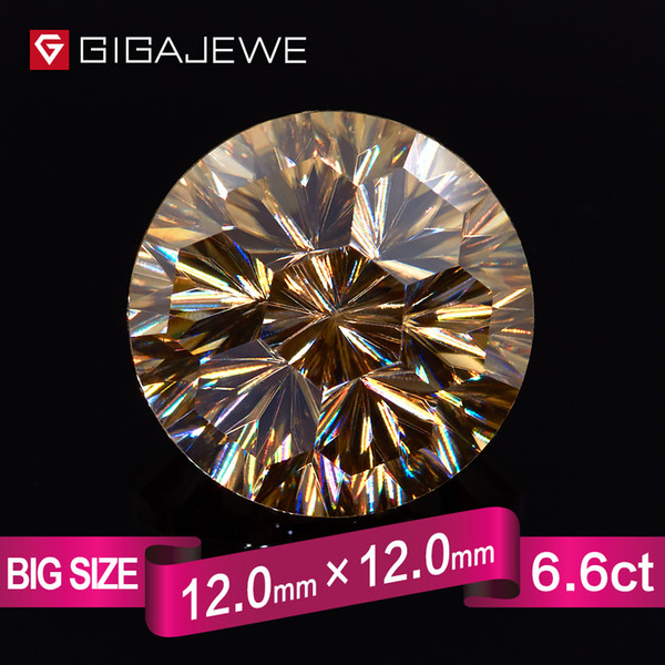 GIGAJEWE New Cut Yellow Color 7ct 12mm Wholesale Customized synthetic moissanite stone for making fashion jewelry