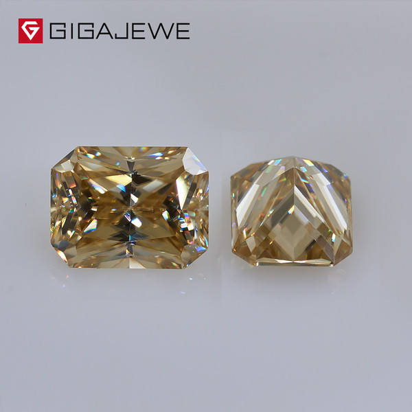 100% Real GIGAJEWE Yellow Color Moissanite Stone Radiant Cut perfectly square Hardness stone for Fashion Jewelry Manufactory