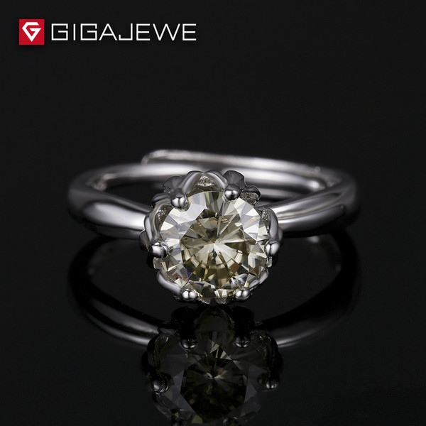 GIGAJEWE Yellow color 6.5mm 1ct round brilliant cut moissanites loose stone ring for Silver jewelry making retail price