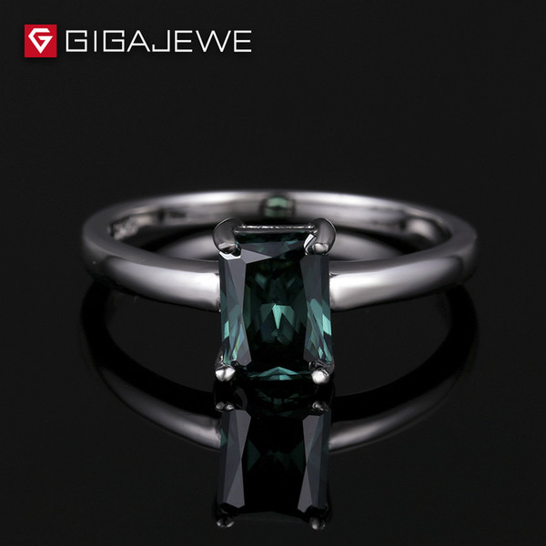 GIGAJEWE 1CT New Fashion Women Sic Crystal Colors Silver Filled Moissanite Gem stone Classic silver 925 Ring