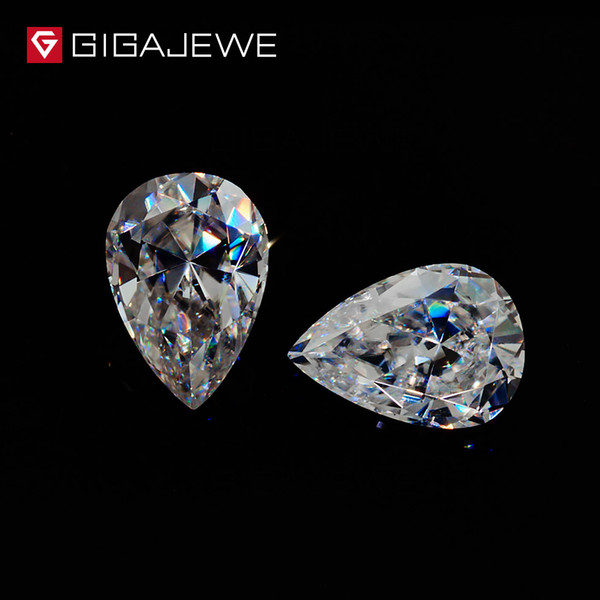 GIGAJEWE Moissanite Pear Cut 6*10mm 1.8ct White G color Loose Beads Gem Decorative Jewelry Stones Charm for Ring And Necklace