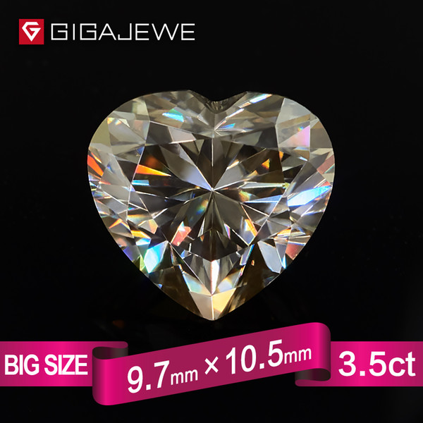 GIGAJEWE Heart Cut Yellowish synthetic moissanite 3.5ct 10mm Gem Making Fashion Jewelry Customize Girlfriend Gifts