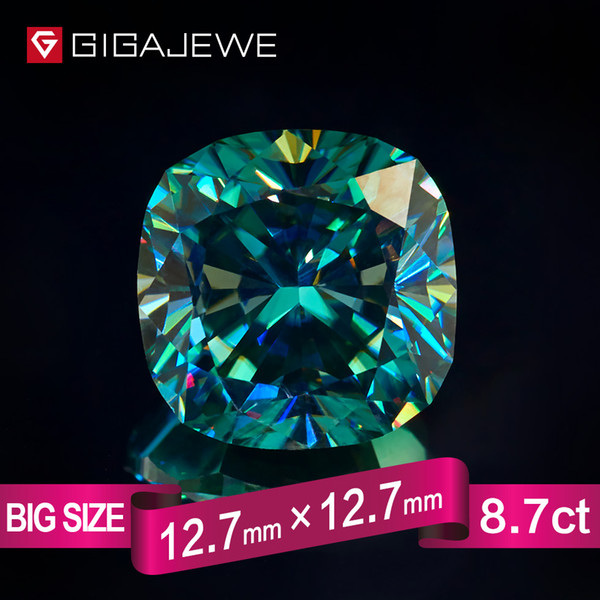 GIGAJEWE Excellent Quality Big Size Cut Cyan Blue color 8.7ct Cushion Moissanite Loose Stone Synthetic Beads for jewelry making