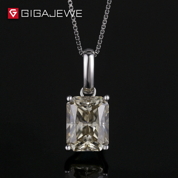 2.2ct Yellowish Color Radiant Cut Moissanite Stone Necklace for 925 Silver Jewelry Women Grifts Free Shipping