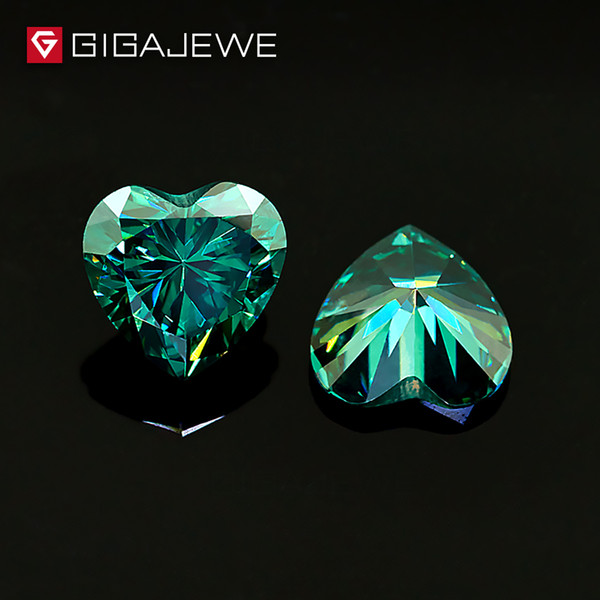 GIGAJEWE Heart Cut Dark Green Color Moissanite Stone 1ct 6.5mm Gem Making Fashion Jewelry Customize Beads DIY Girlfriend Gifts