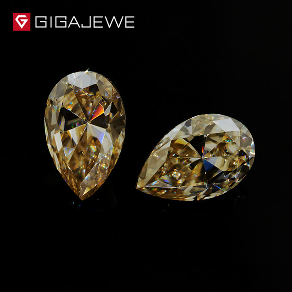 GIGAJEWE Wholesale Loose Yellow Color Moissanite Gem Stones 5*7mm 1.0ct Excellent Pear Cut for Ring and Necklace