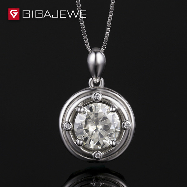 1.5Ct 8mm Synthetic Moissanite Stone Yellowish Pendant Necklace For Wedding Engagement Women Grift Free Shipping