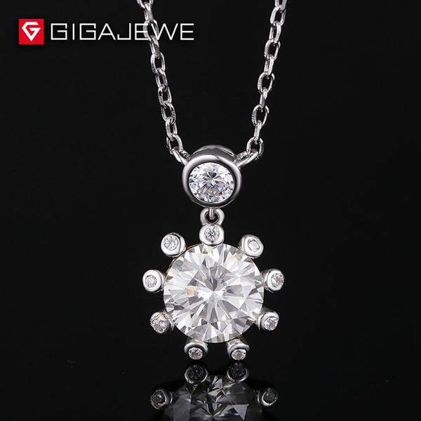 Free shipping 2Ct White Round Cut Moissanite stone 925 Sterling Silver Sunflower Necklace Gift Fine Jewelry