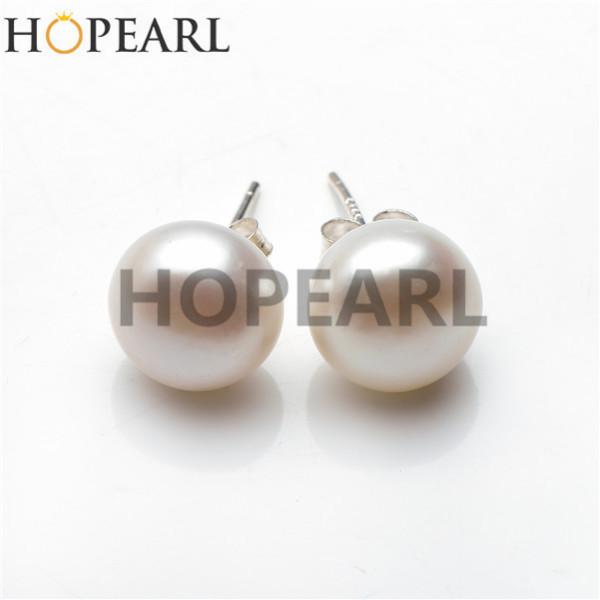 Big Size Pearl 12-13mm Button Freshwater White Pearl 925 Sterling Silver Simple Studs Earrings Women Beauty Pearl Jewelry