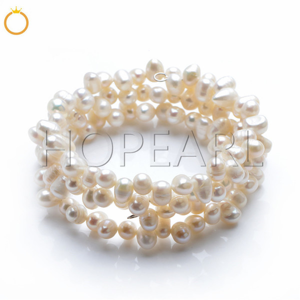 Natural Pearl White Cultured Freshwater Pearls Bangle Bracelets Bridal Wedding Women Fine Jewellery Gift 5 Pieces