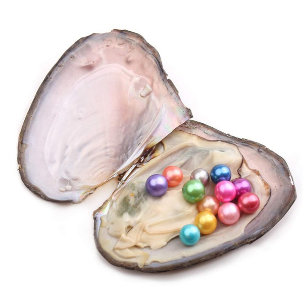 JNMM 60PCS/Lot Freshwater Oyster with TEN Grains Round Pearl 6-7mm Mixed Colors Gift DIY Vacuum Packaging Fancy Gift(total 600pearls)