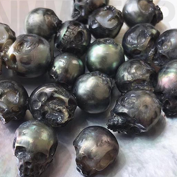 JNMM Good Grade Tahitian Skulpture Skull Pearls Beads Black White Purple pearls Jewelry accessories Christmas Gifts