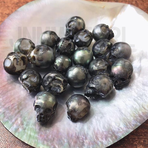 JNMM Good Grade Jewelry Tahitian Skulpture Skull Pearls Beads Black White Purple pearls simple Christmas Gifts