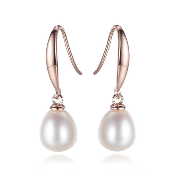 S925 Silver Natural Pearl Earrings High Grade Fresh Water Pearls Drop Earring For Holiday Gift Drop Shipping