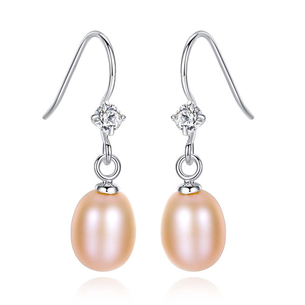 925 Sterling Silver Set With Natural Pearl Earrings Three Colurs Can Be Choose 5A CZ Pearl Earrings For Girl Friends Gift