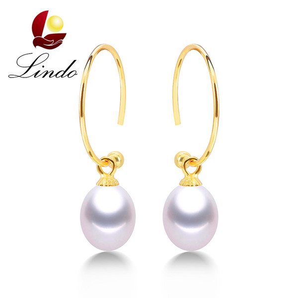 Classic Gold Color Drop Earrings For Women Elegant 9-10mm Natural Freshwater Pearl Jewelry Solid Silver Wedding Earrings