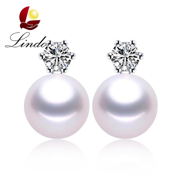 Fashion 925 Sterling Silver Anti Allergy Stud Earrings For Women Classic Natural Freshwater Pearl Jewelry 8-9mm