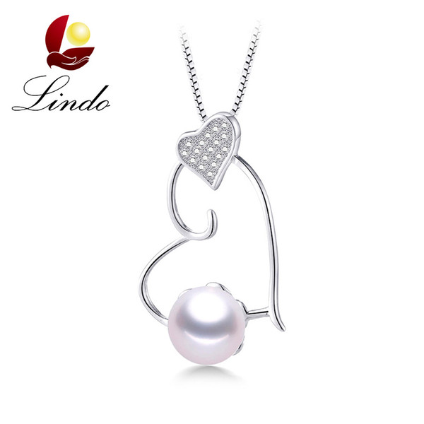 Trendy 925 Silver Necklace Heart Pendant for Girlfriend 5A High Quality Natural Pearl Fine Jewelry with Gift Box