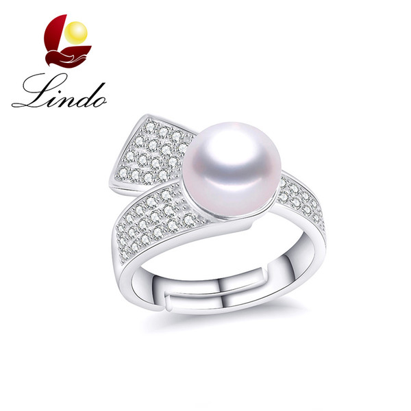 Vinatge 925 Sterling Silver Rings for Women Elegant 5A No Defect Genuine Pearl Jewelry with Gift Box