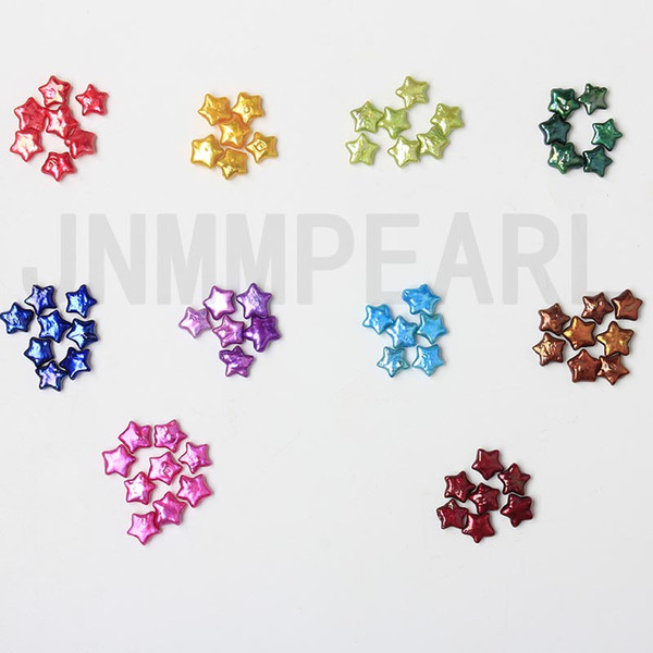 JNMM 20 Grains Loose Pearl Star Shape Edison Freshwater Pearl Dyed Mixed Color Beads with Great Grade for Gift