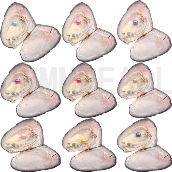 JNMM 60PCS/Lot Freshwater Pearl Oyster with Single Round Pearl 7-8mm Good Grade Mixed Colors Diy Jewelry Beads Kids Party Gift