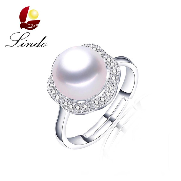 High Quality 5A Natural Freshwater Pearl Adjustable Rings Trendy 925 Sterling Silver Jewelry with Gift Box