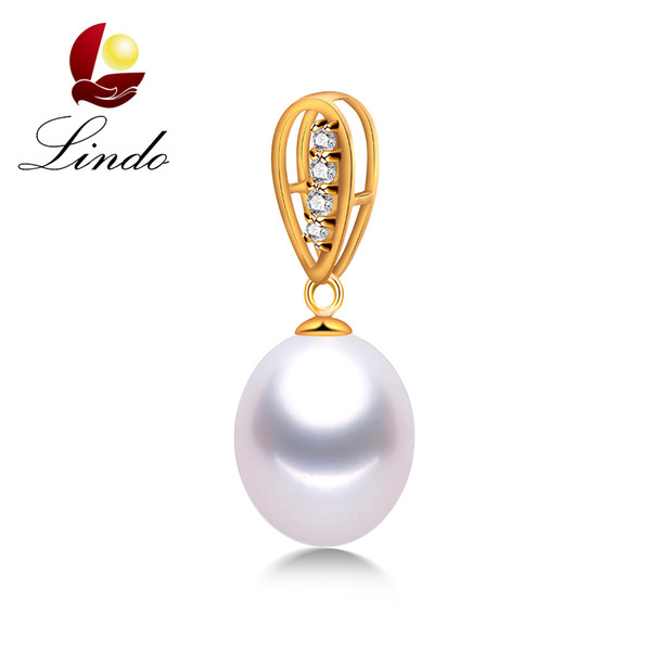 Fashion Real 18K Gold Fine Jewelry Top Quality No Flaws 100% Natural Freshwater Pearl Pendant (without chain)