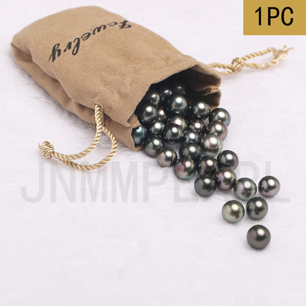 JNMM 1PC Round Tahitian Pearls Beads 10-11 mm Black Seawater pearls for Women Jewelry Making diy Gift New Arrival