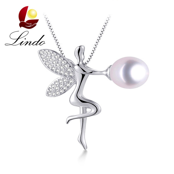 Unique Design Fairy Pendant 925 Silver Necklace 5A High Quality Real Freshwater Pearl Fine Jewelry with Gift Box