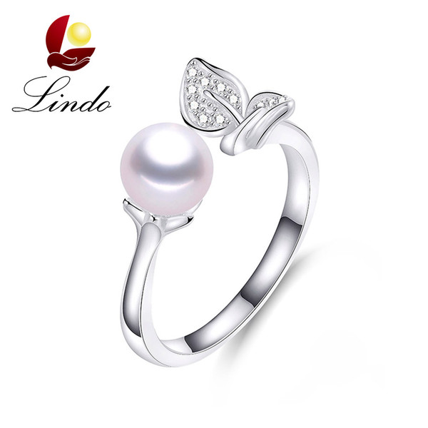 100% Natural Freshwater Perfectly Round Pearl Jewelry Elegant 925 Sterling Silver Ring with Gift Box