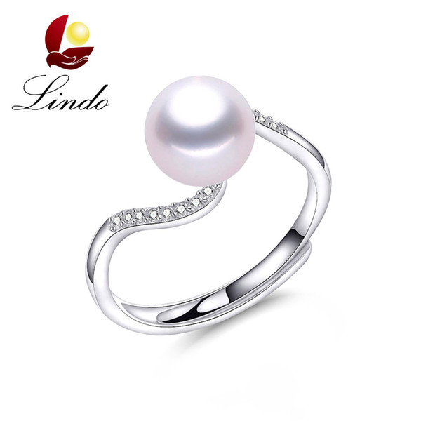 Fashion 925 Sterling Silver Rings for Wedding Engagement 100% 5A Natural Pearl Jewelry with Gift Box