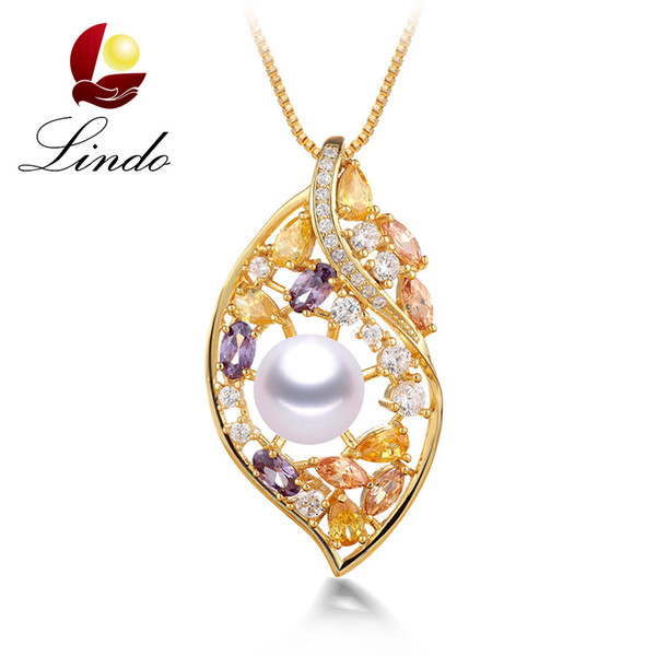 Top Quality 5A High Luster Natural Freshwater Pearl Pendant Necklace Fine Gold Zircon Jewelry with Gift Box